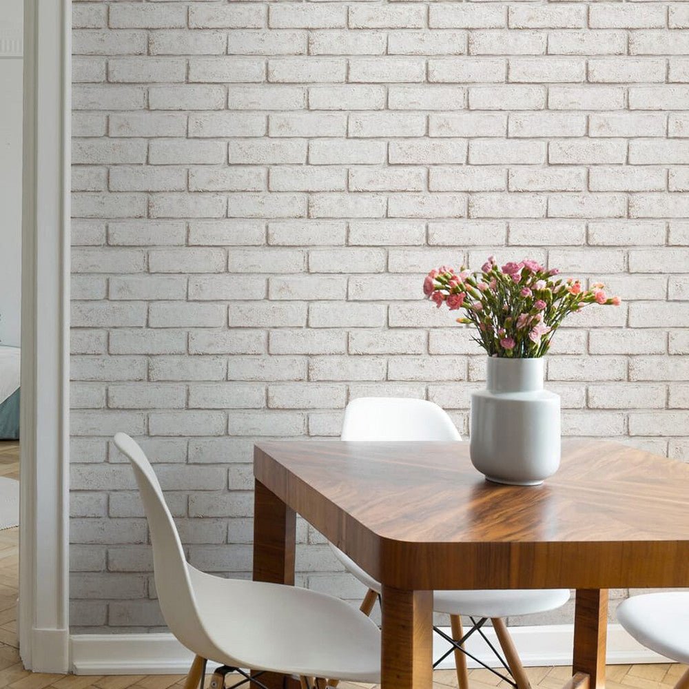 Brick Wallpaper - White & Red - Superfresco Easy - 103453 - Premier Wallcovering