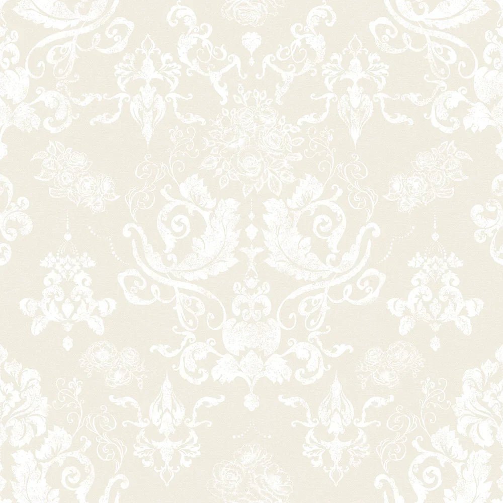 Bridgerton Damask Wallpaper - Classic Cream and Pearl White - LAN100016 - Lucie Annabel - Premier Wallcovering
