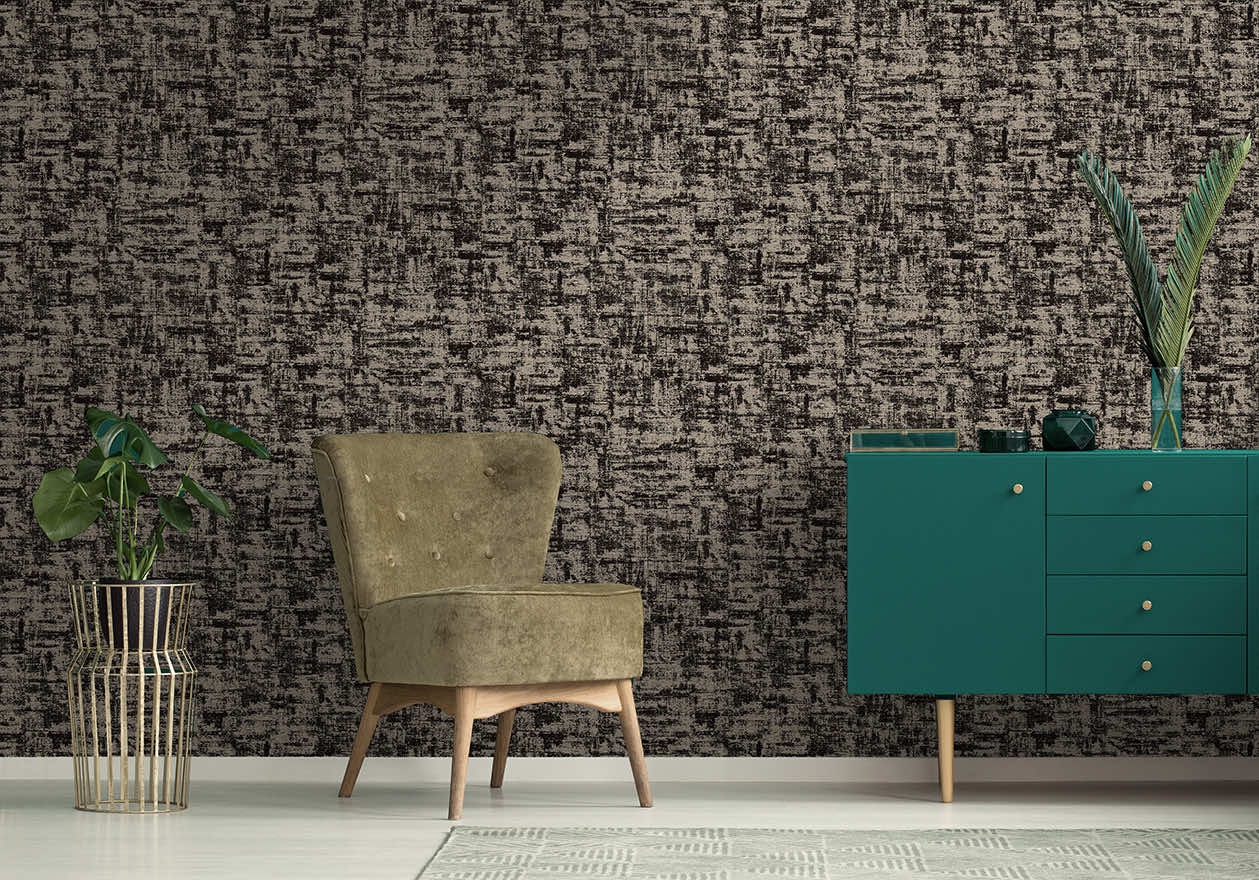 Brindle Flock Wallpaper - Black - Holden Décor - 99406 - Premier Wallcovering