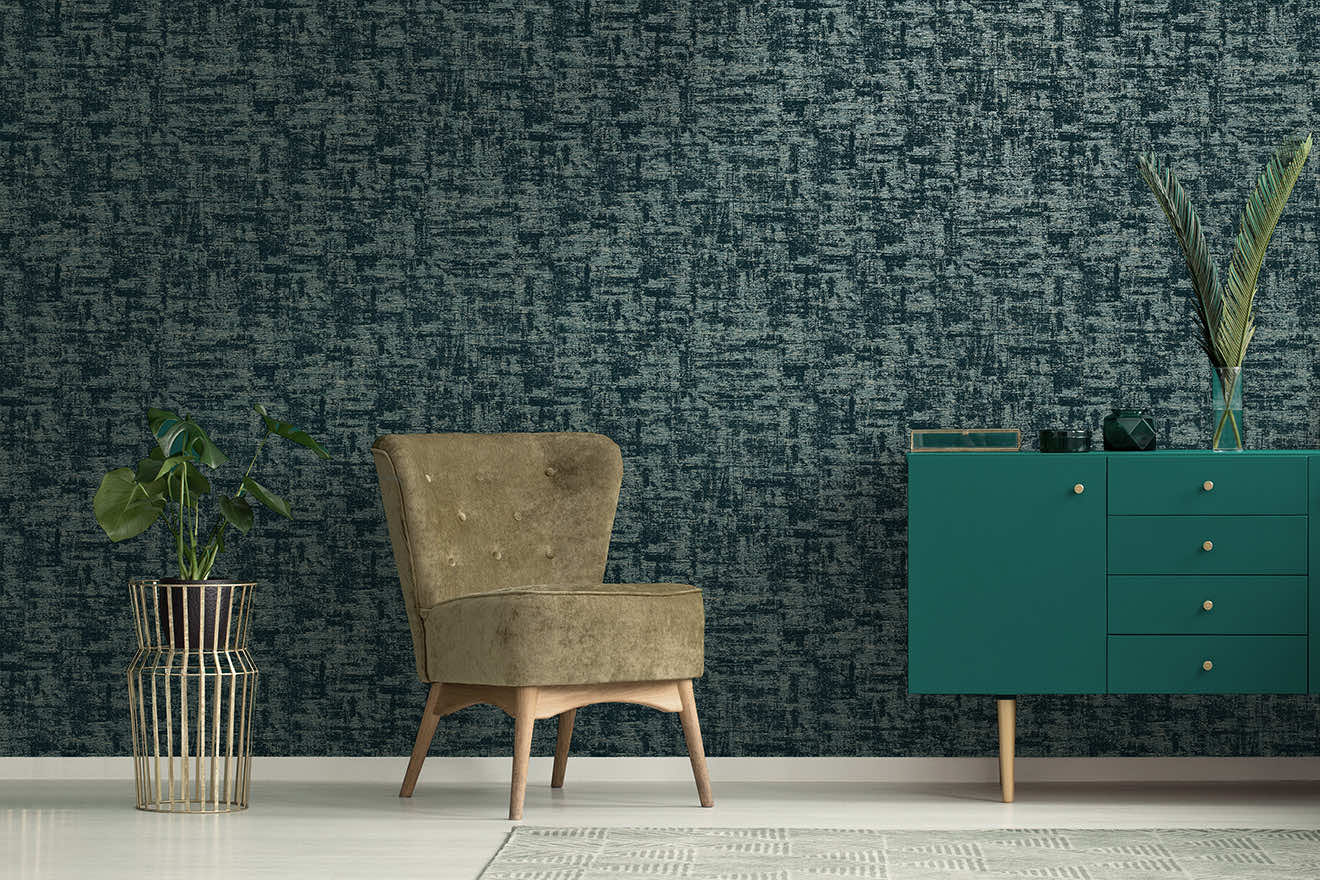 Brindle Flock Wallpaper - Teal - Holden Décor - 99405 - Premier Wallcovering
