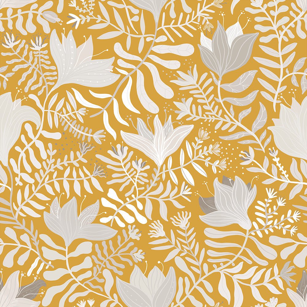 Brita Wallpaper - Yellow - Midbec - 55033 - Premier Wallcovering