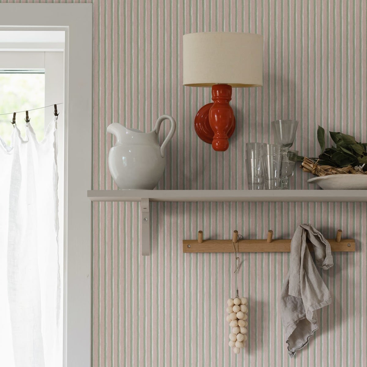 Brita Wallpaper - Pink - Sandberg - S10140 - Premier Wallcovering