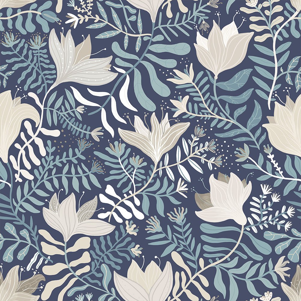 Brita Wallpaper - Blue - Midbec - 55009 - Premier Wallcovering
