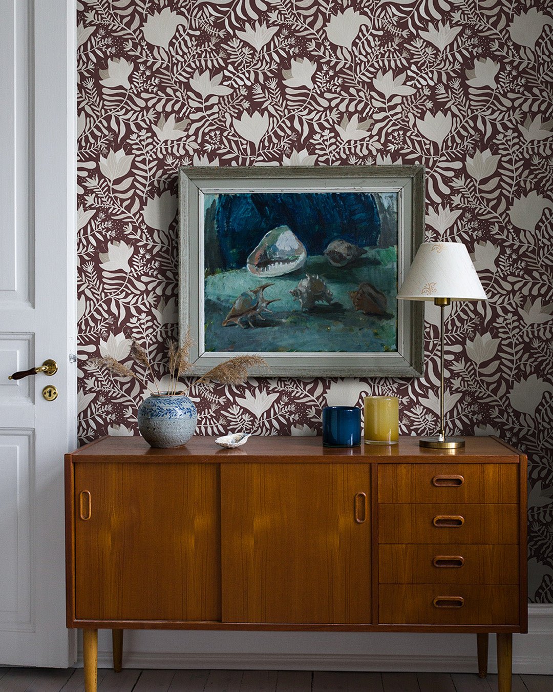 Brita Wallpaper - Red - Midbec - 55007 - Premier Wallcovering