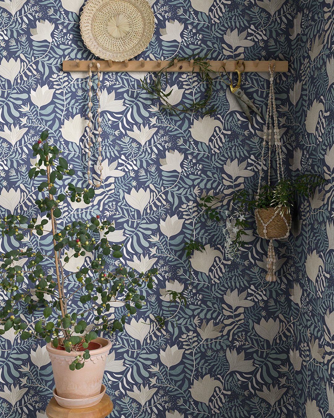 Brita Wallpaper - Blue - Midbec - 55009 - Premier Wallcovering