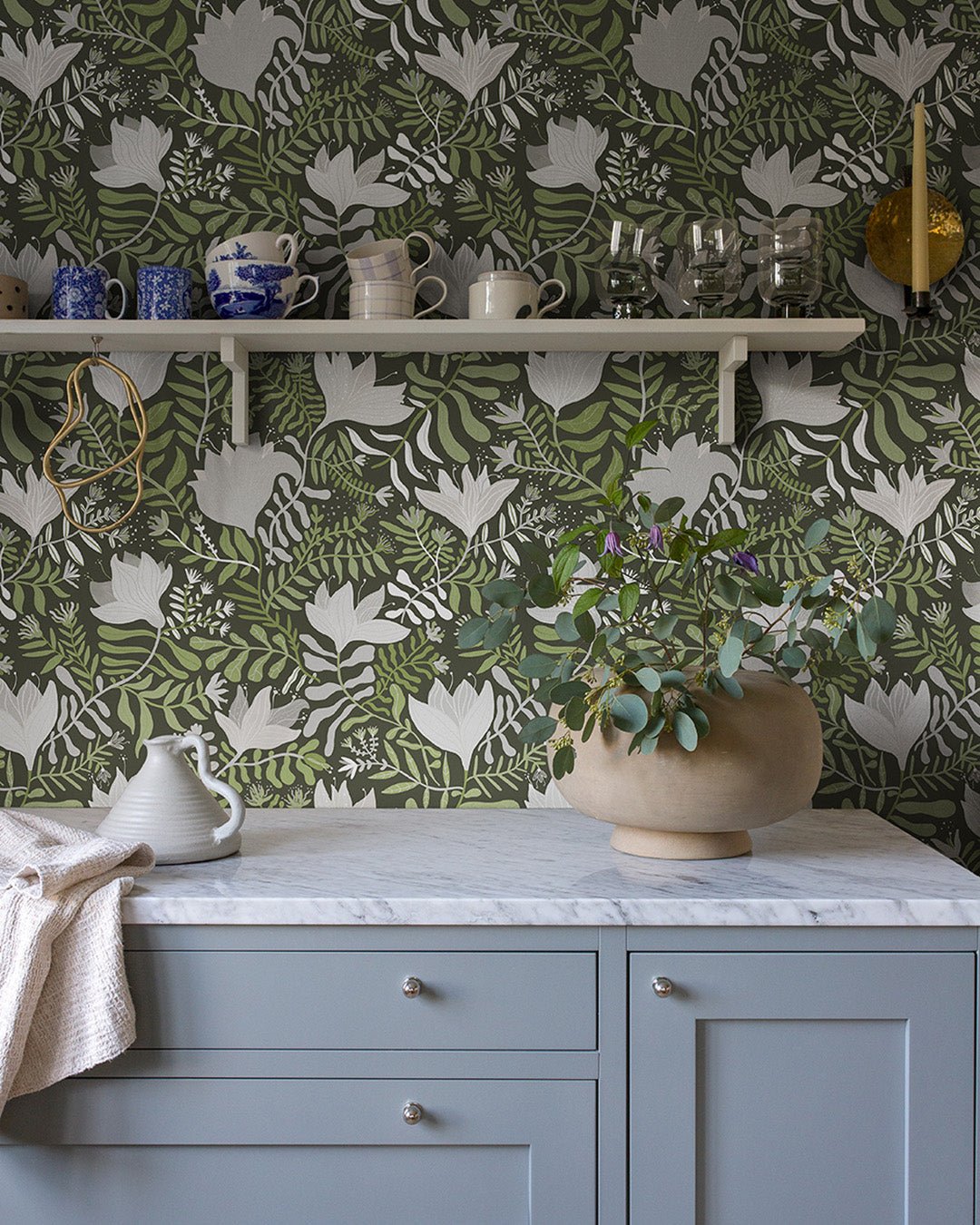 Brita Wallpaper - Green - Midbec - 55008 - Premier Wallcovering
