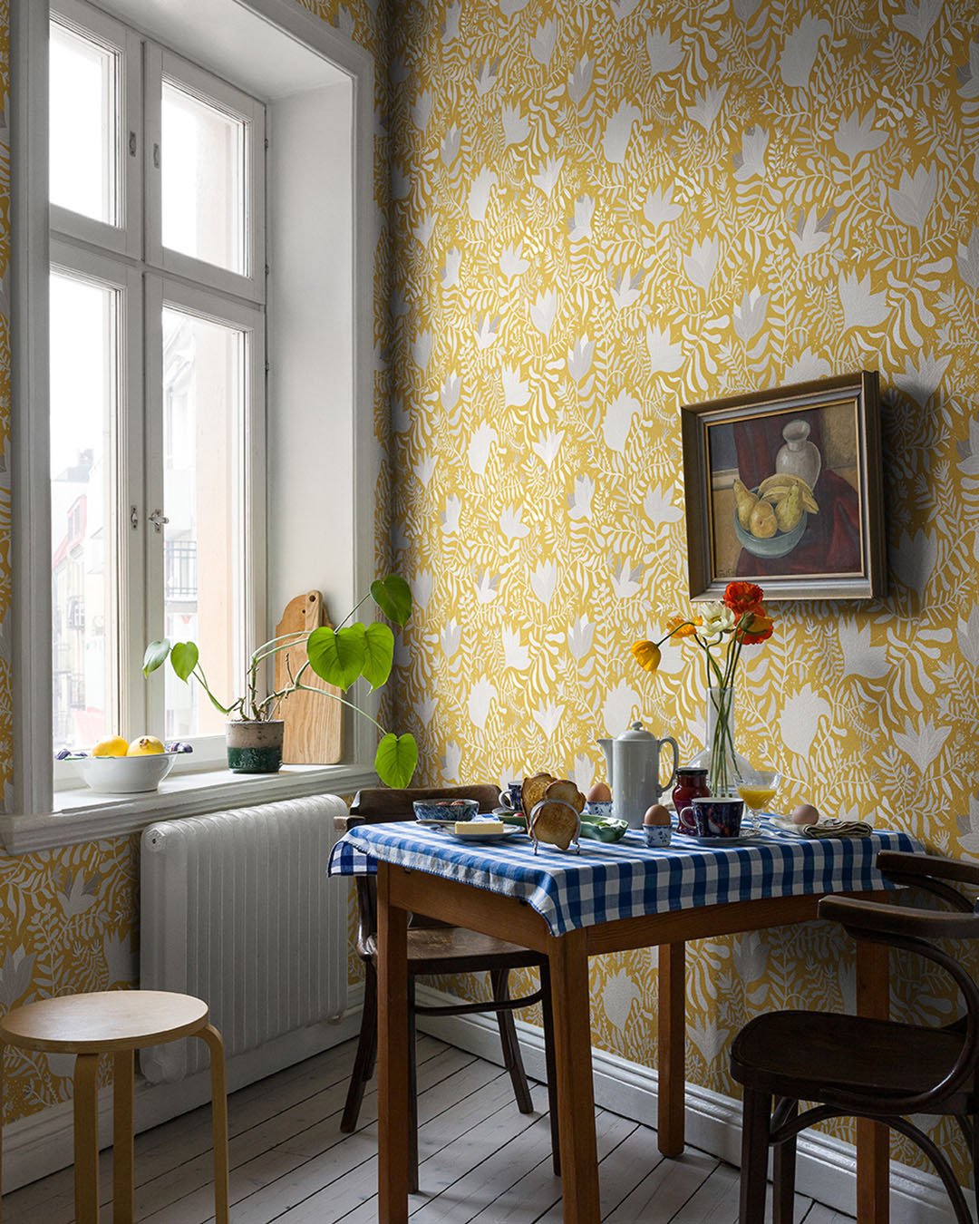Brita Wallpaper - Yellow - Midbec - 55033 - Premier Wallcovering