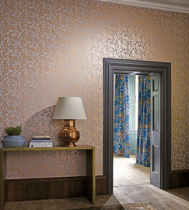 British Isles Damask Wallpaper - Stone - Osborne & Little - W7219-01 - Premier Wallcovering