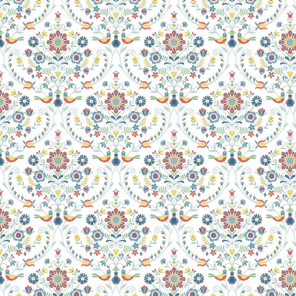 Britt Wallpaper - Red/Blue - A Street Prints - FD26512 - Premier Wallcovering