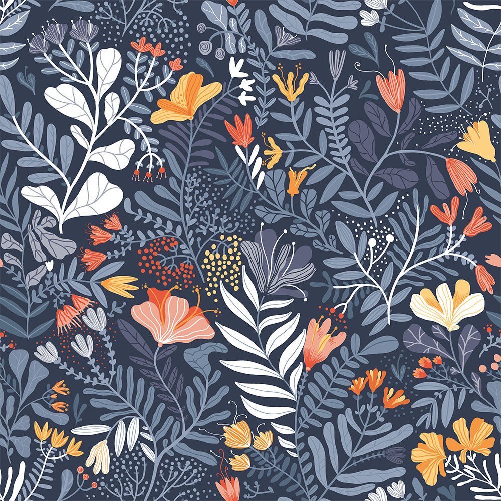Brittsommar Wallpaper - Dark Blue - Midbec - 55012 - Premier Wallcovering