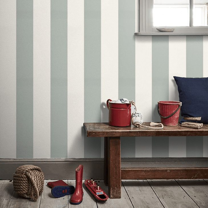 Broad Stripe Wallpaper - Celestial Blue - Little Greene - 0231BSCELES - Premier Wallcovering