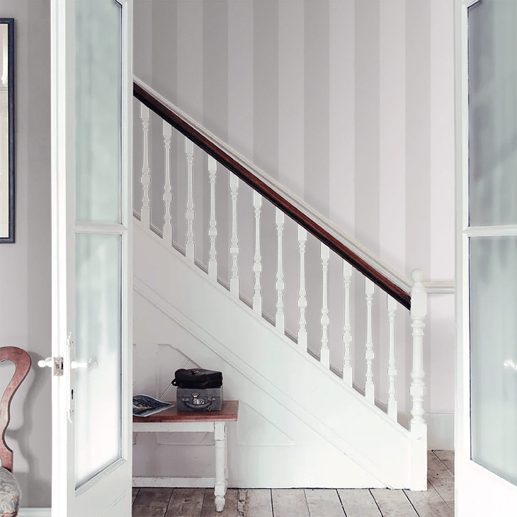 Broad Stripe Wallpaper - Lilac Grey - Little Greene - 0286BSLILAC - Premier Wallcovering