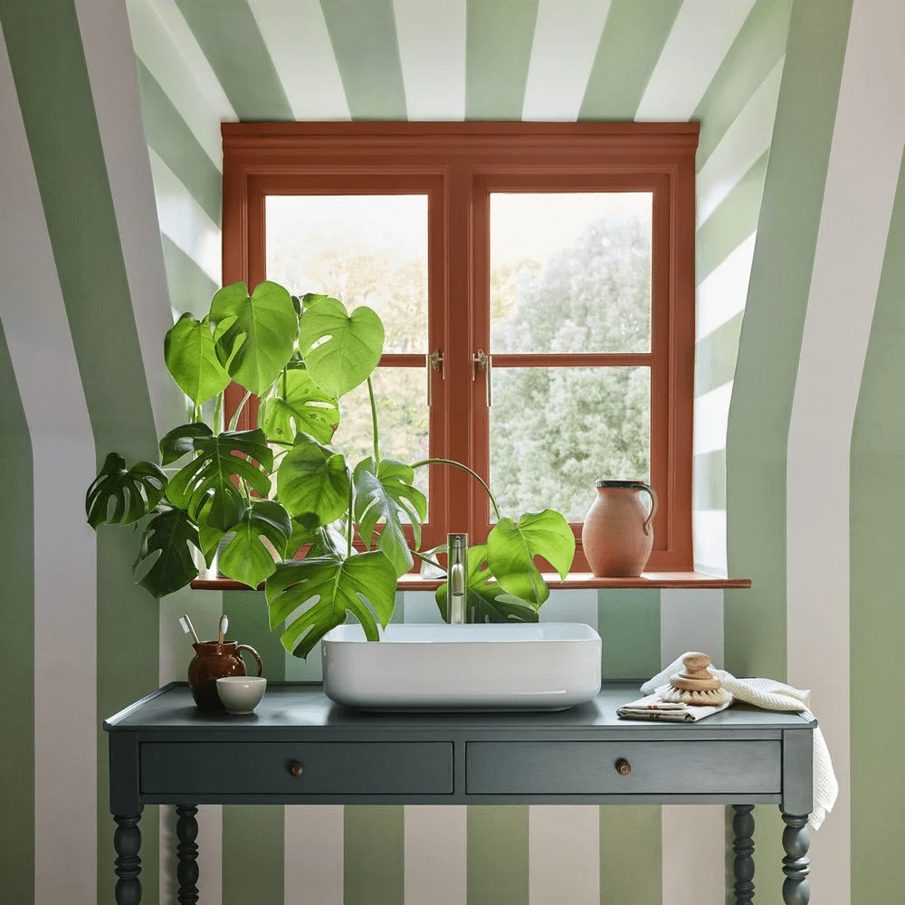Broad Stripe Wallpaper - Pea Green - Little Greene - 0231BSPEAGR - Premier Wallcovering