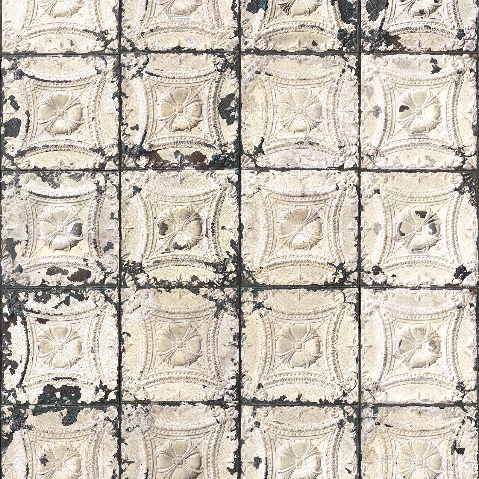 Brooklyn Tins Wallpaper - White - NLXL - TIN - 01 - Premier Wallcovering