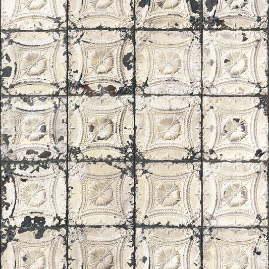 Brooklyn Tins Wallpaper - White - NLXL - TIN - 01 - Premier Wallcovering