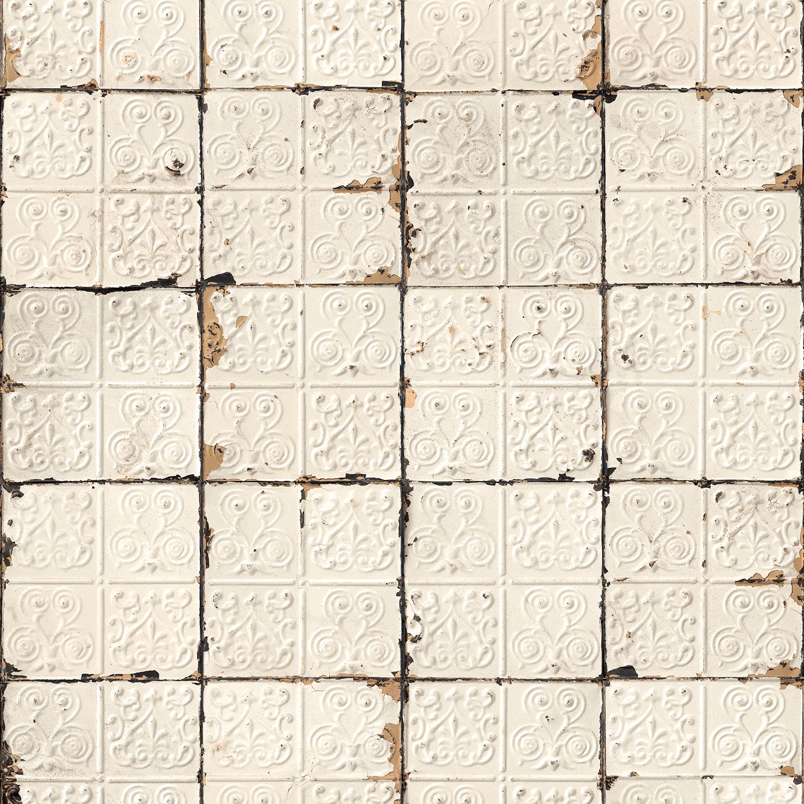 Brooklyn Tins Wallpaper - Off White - NLXL - TIN - 02 - Premier Wallcovering