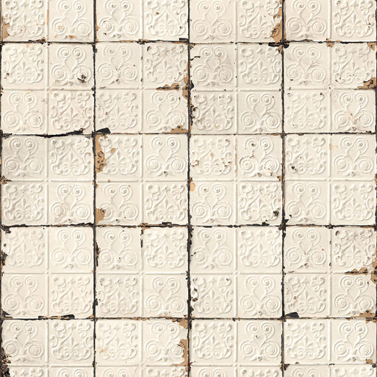 Brooklyn Tins Wallpaper - Off White - NLXL - TIN - 02 - Premier Wallcovering
