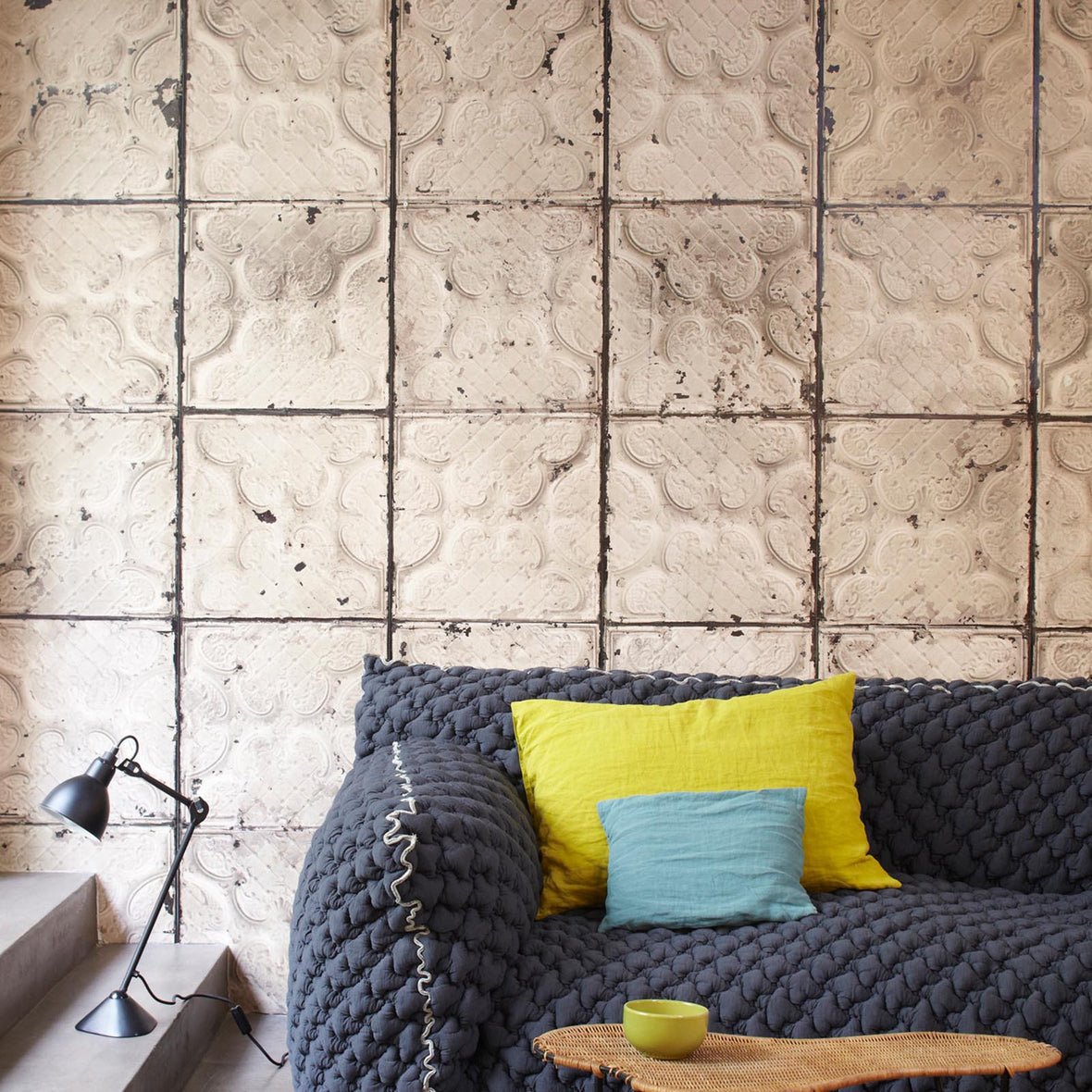 Brooklyn Tins Wallpaper - Beige - NLXL - TIN - 03 - Premier Wallcovering