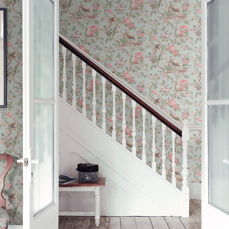 Broughton Rose Wallpaper - Aqua - GP & J Baker - BW45096/4 - Premier Wallcovering
