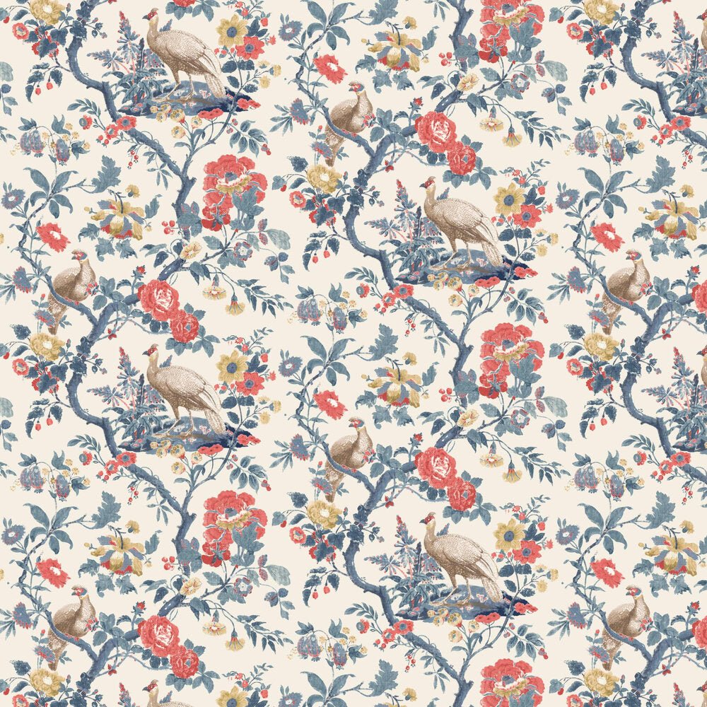 Broughton Rose Wallpaper - Indigo/ Red - GP & J Baker - BW45096/5 - Premier Wallcovering