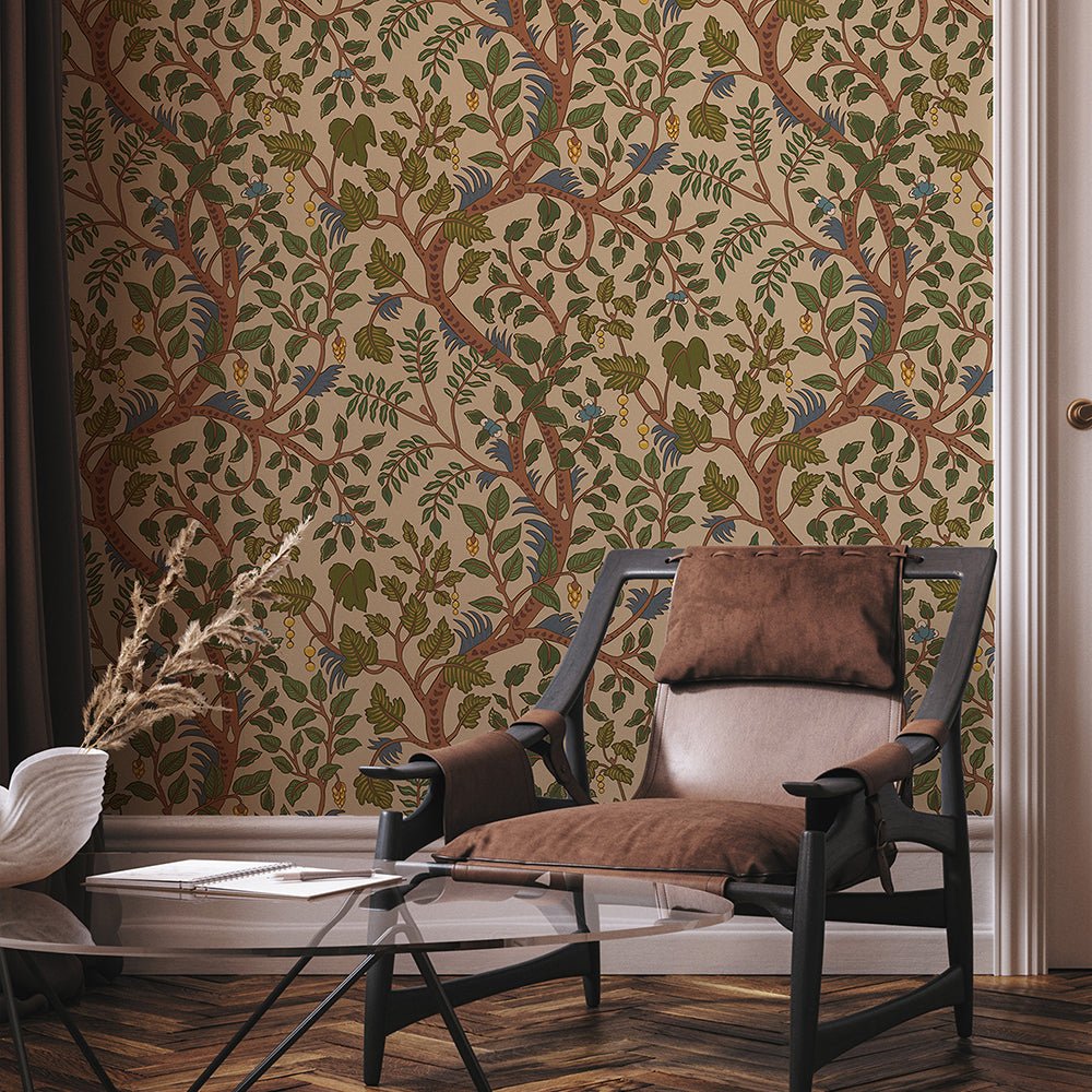 Brushwood Wallpaper - Green and Red - Josephine Munsey - JMW-105001 - Premier Wallcovering