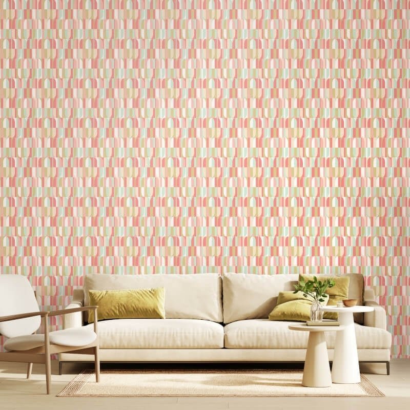 Building BlocksWallpaper - Coral - Hoopla Walls - HWA1163W - Premier Wallcovering