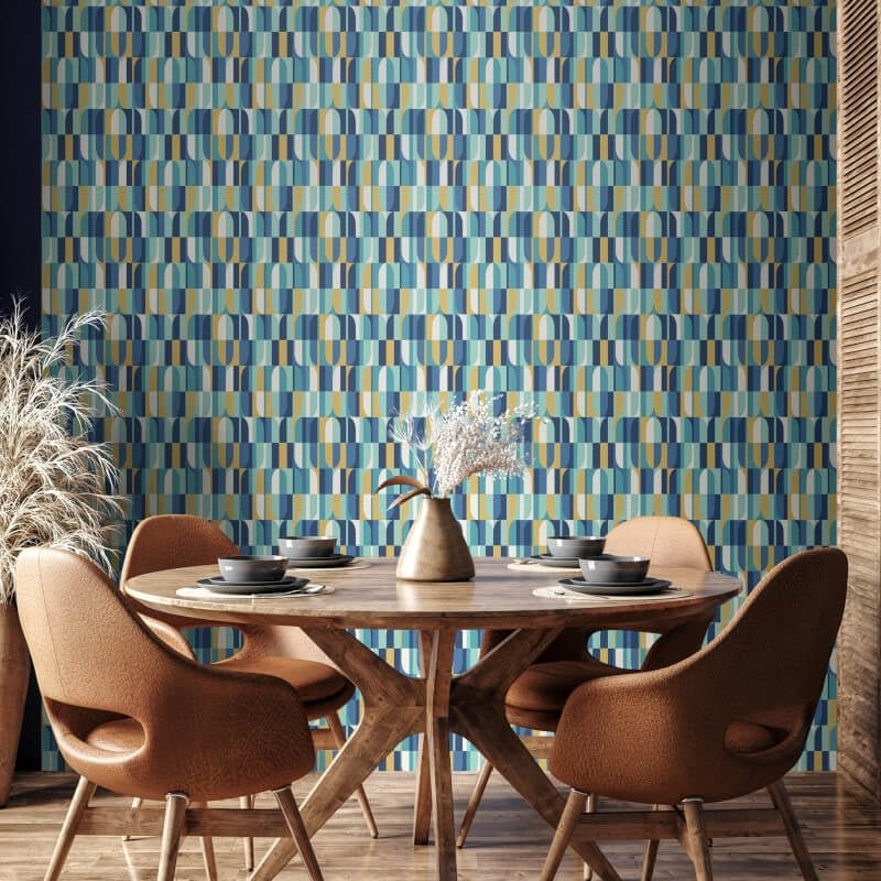 Building BlocksWallpaper - Indigo/Gold - Hoopla Walls - HWA1167W - Premier Wallcovering
