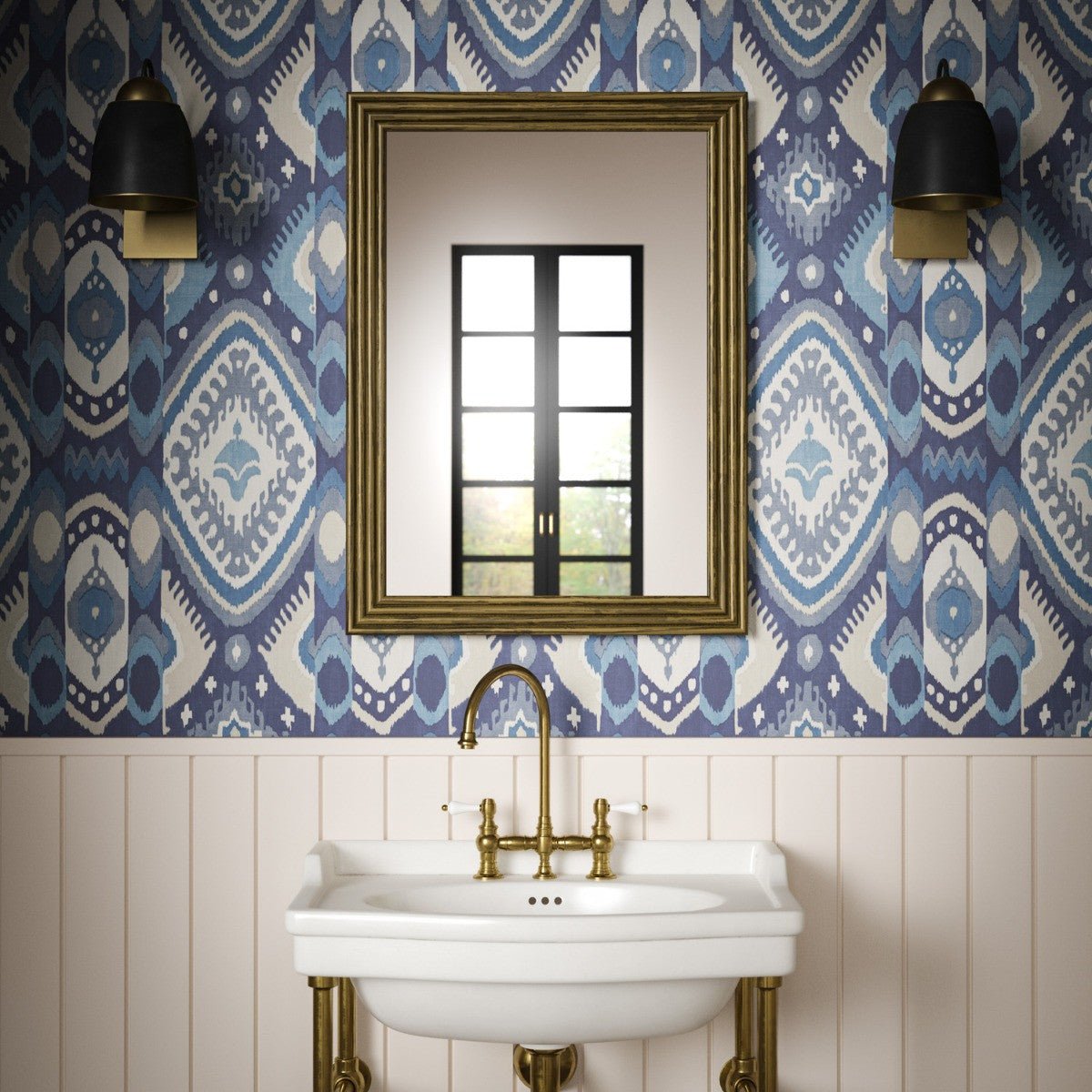Bukhara Wallpaper - Indigo - Warner House - Premier Wallcovering