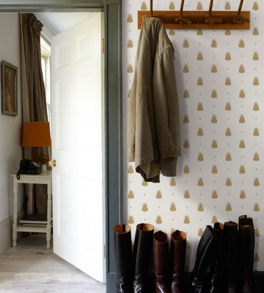 Bumble Bee Wallpaper - White Tie - 507 - Farrow & Ball - Premier Wallcovering