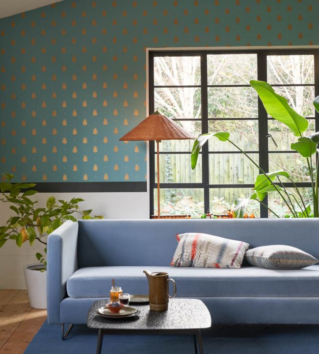 Bumble Bee Wallpaper - Blue - 555 - Farrow & Ball - Premier Wallcovering