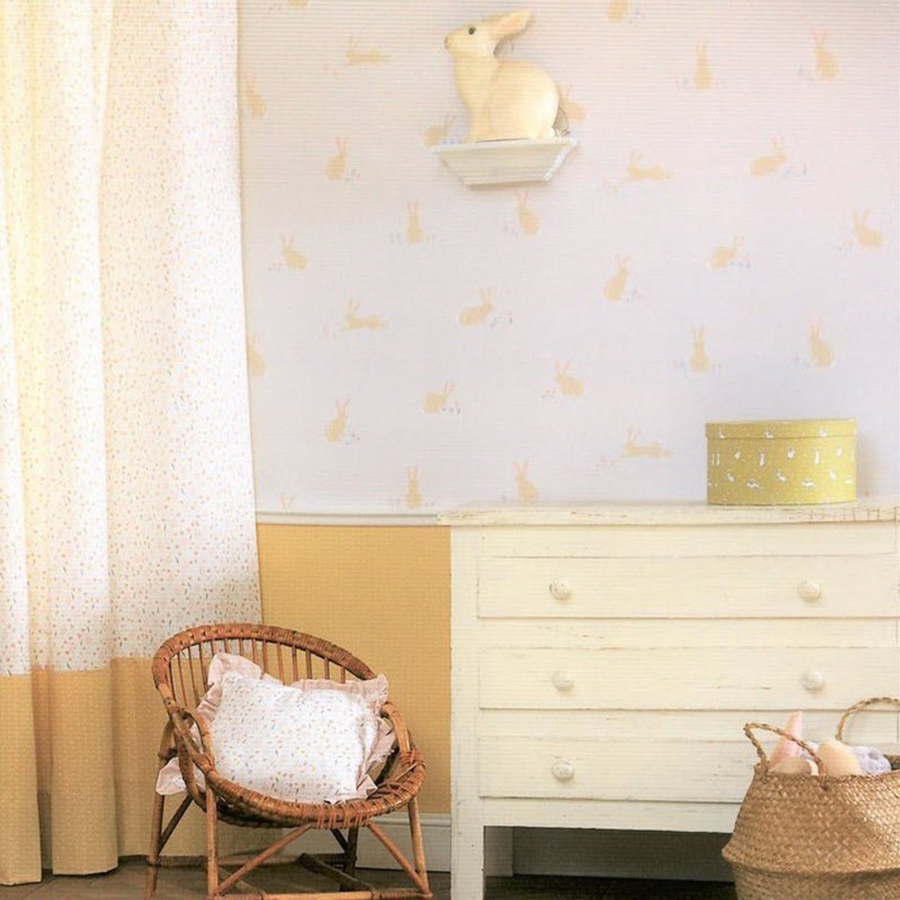 Bunny Happy Dreams Wallpaper - Corail And Rose - Casadeco - 82744111 - Premier Wallcovering