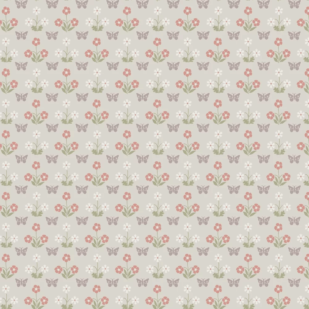 Burges Butterfly Wallpaper - French Grey - Little Greene - 0267BUFRENC - Premier Wallcovering