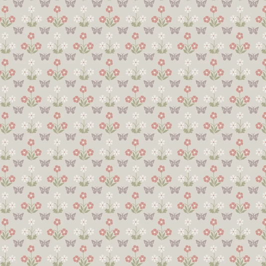 Burges Butterfly Wallpaper - French Grey - Little Greene - 0267BUFRENC - Premier Wallcovering