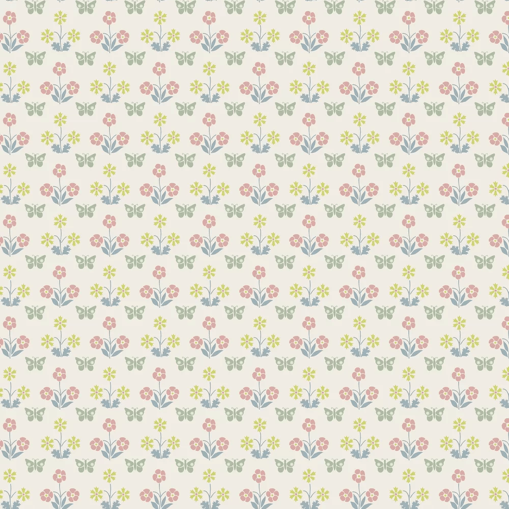 Burges Butterfly Wallpaper - Slaked Lime - Little Greene - 0267BUSLAKE - Premier Wallcovering