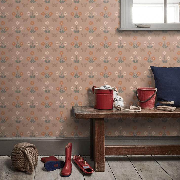 Burges Butterfly Wallpaper - Masquerade - Little Greene - 0267BUMASQU - Premier Wallcovering