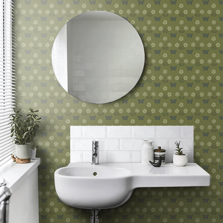 Burges Butterfly Wallpaper - Garden - Little Greene - 0267BUGARDE - Premier Wallcovering