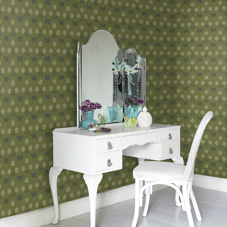 Burges Butterfly Wallpaper - Garden - Little Greene - 0267BUGARDE - Premier Wallcovering