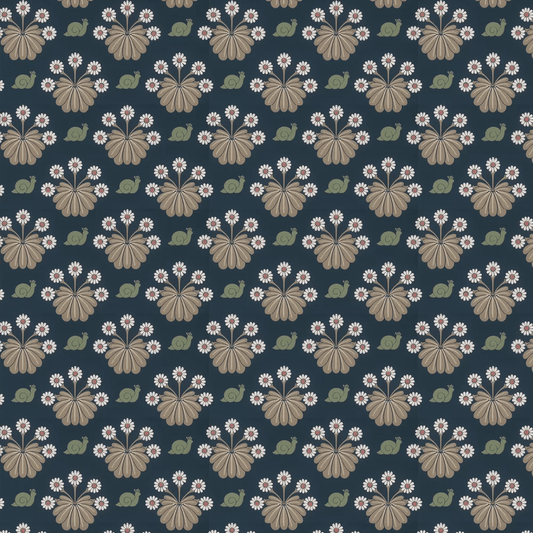 Burges Snail Wallpaper - Dark Blue - Little Greene - 0260BUDARKZ - Premier Wallcovering