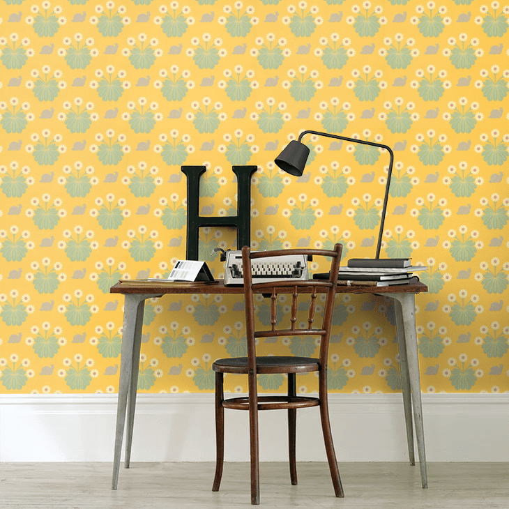 Burges Snail Wallpaper - Lemon - Little Greene - 0260BULEMON - Premier Wallcovering