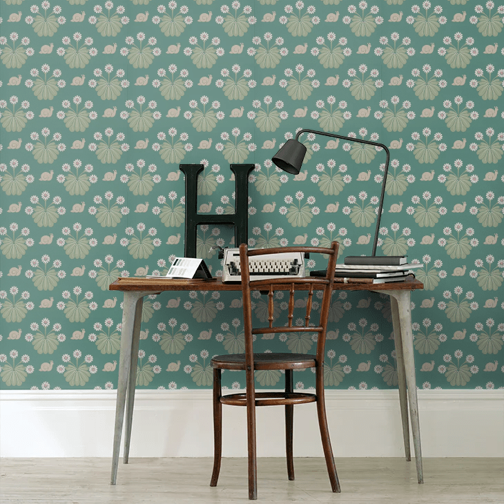 Burges Snail Wallpaper - Ocean - Little Greene - 0260BUOCEAN - Premier Wallcovering
