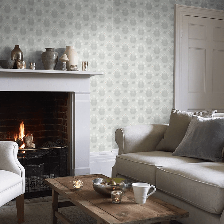 Burges Snail Wallpaper - Silver - Little Greene - 0260BUSILVE - Premier Wallcovering