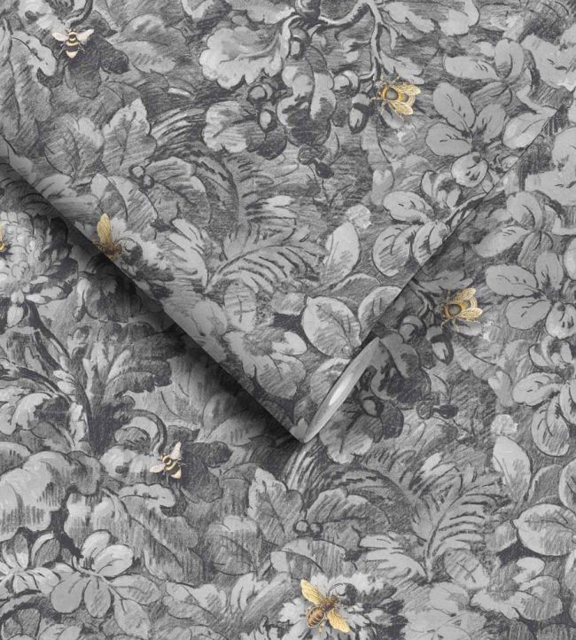 Busy Bee Wallpaper - Charcoal - Woodchip & Magnolia - WM - 318 - 08R - Premier Wallcovering