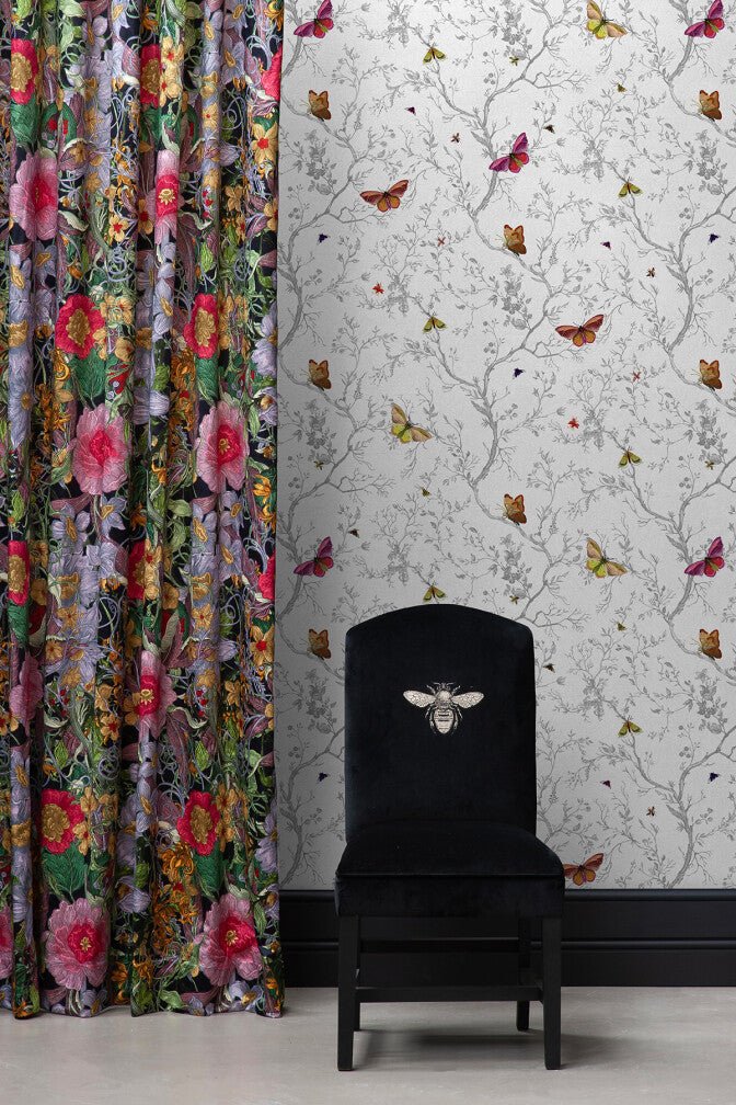 Butterflies Wallpaper - Alabaster - Timorous Beasties - BTN/BFL/TXMT/01 - Premier Wallcovering