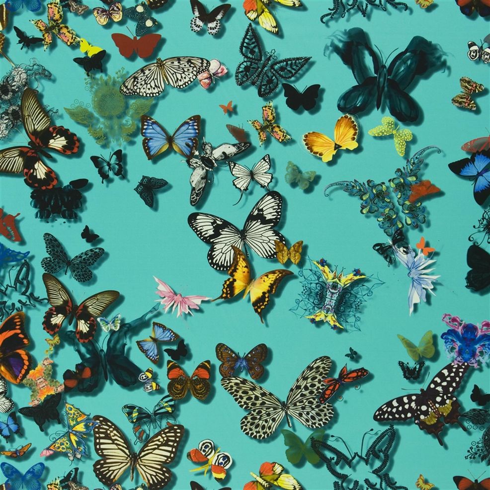 Butterfly Parade Fabric - Lagon - Christian Lacroix - FCL025/04 - Premier Wallcovering
