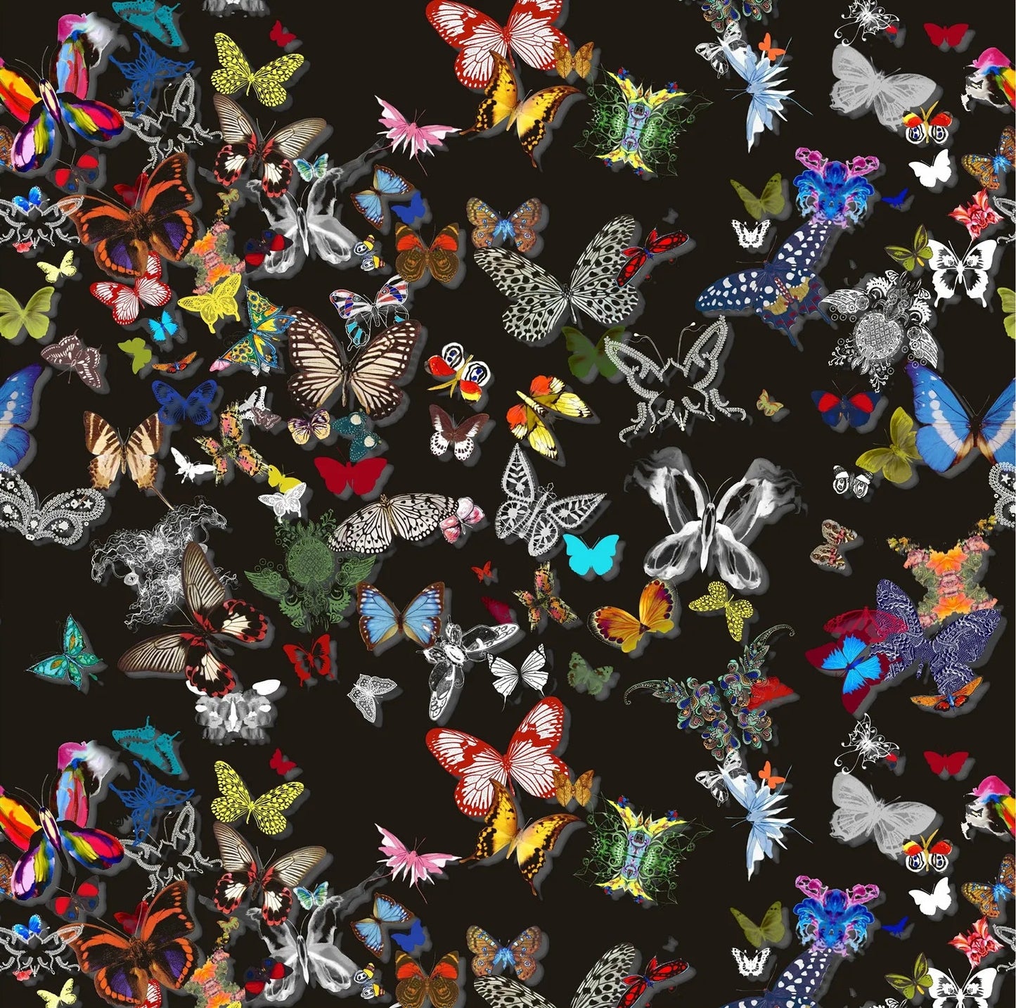 Butterfly Parade Soft Fabric - Oscuro - Christian Lacroix - FCL7068/01 - Premier Wallcovering