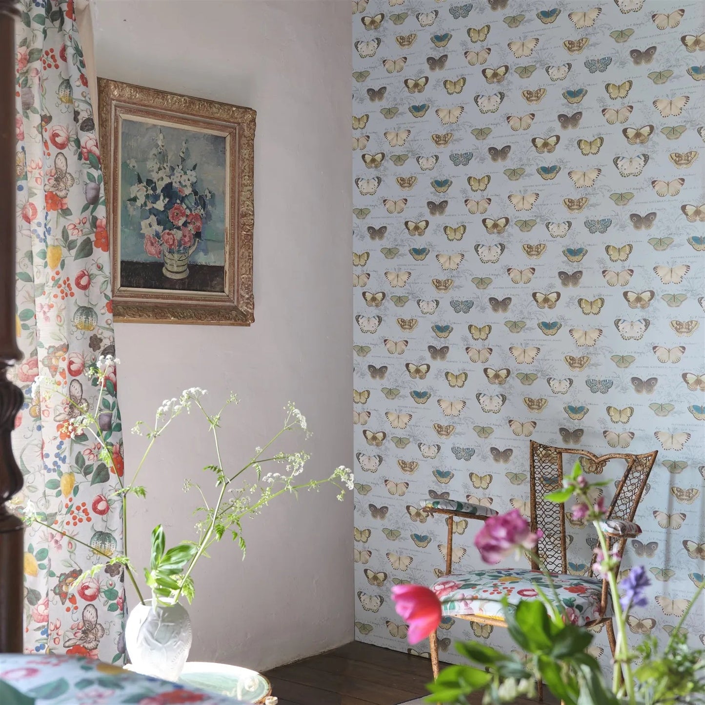 Butterfly Studies Wallpaper - Cloud Blue - John Derian - PJD6017/02 - Premier Wallcovering