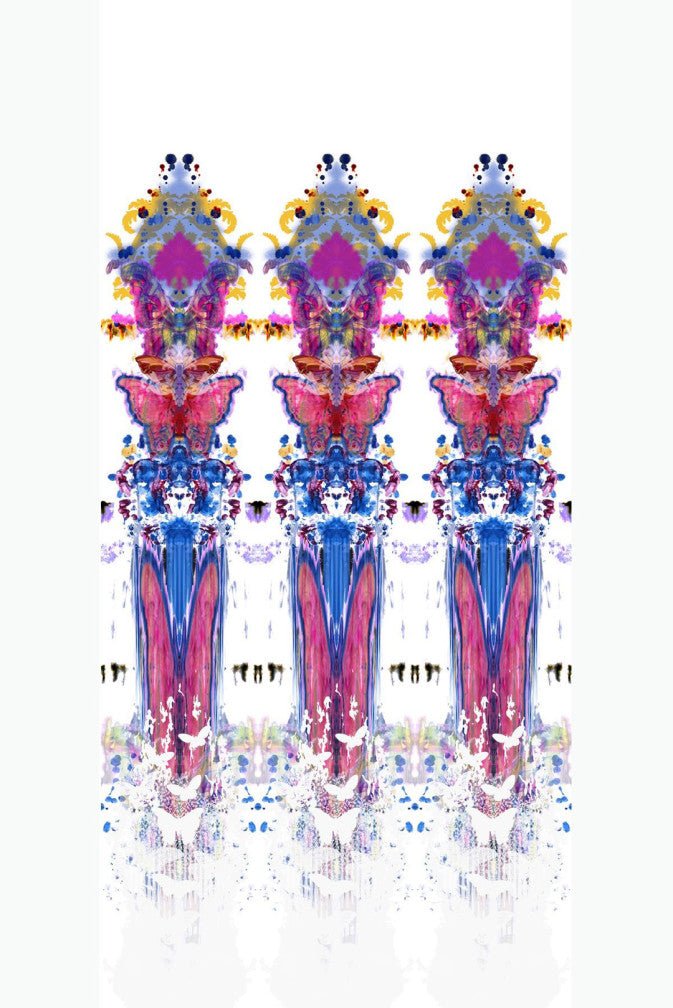 Butterfly Totem Damask Wallpaper Panels - Original - Timorous Beasties - ROR/BTOT/MICA/01 - Premier Wallcovering