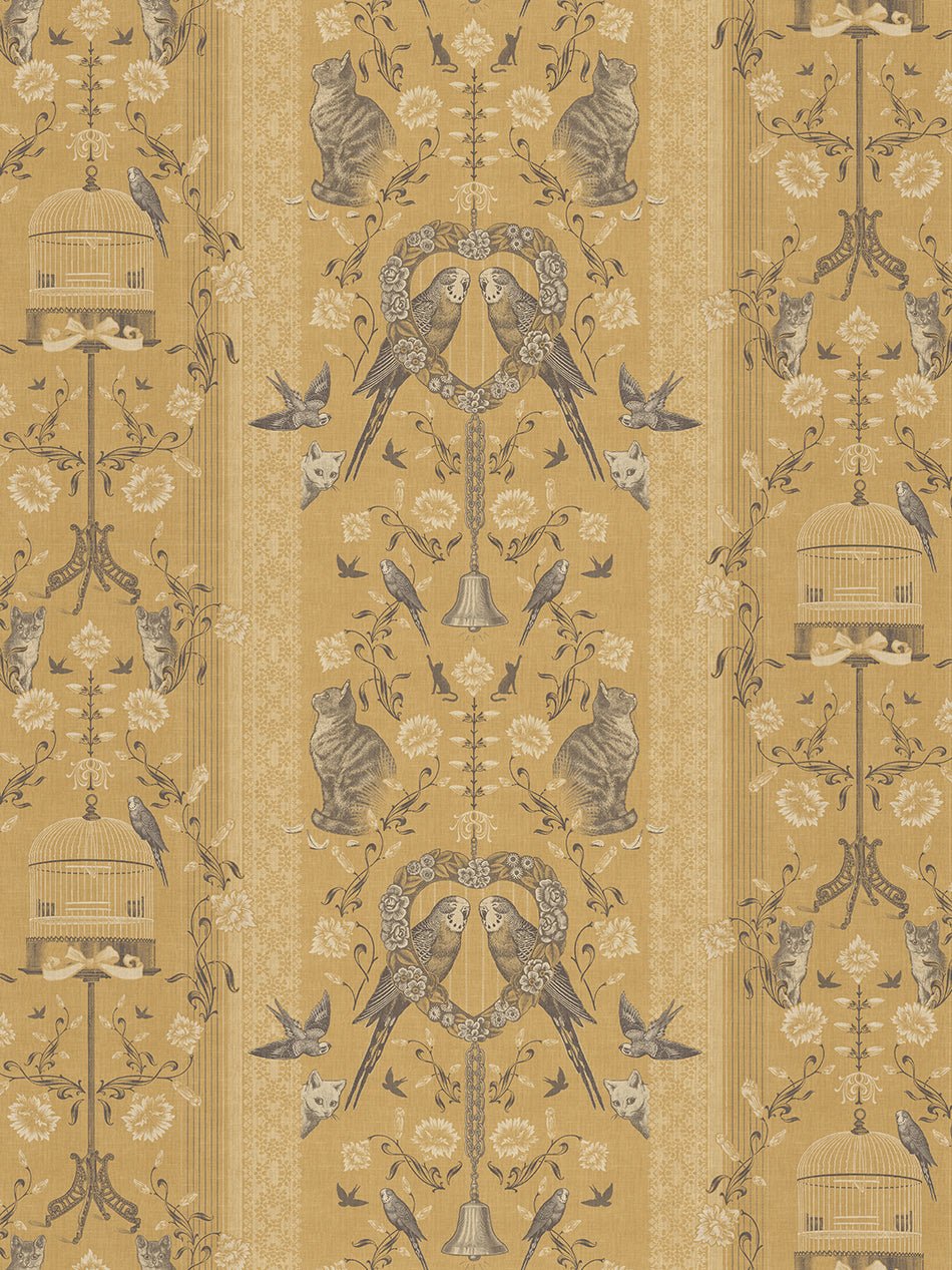 Bye Bye Birdie! Wallpaper - Canary - Divine Savages - DVS125-BIRDIE-CANAR-WR - Premier Wallcovering