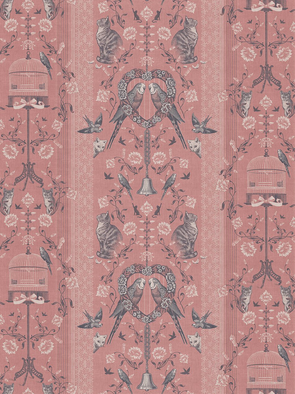 Bye Bye Birdie! Wallpaper - Petticoat Pink - Divine Savages - DVS116-BIRDIE-PTPINK-WR - Premier Wallcovering