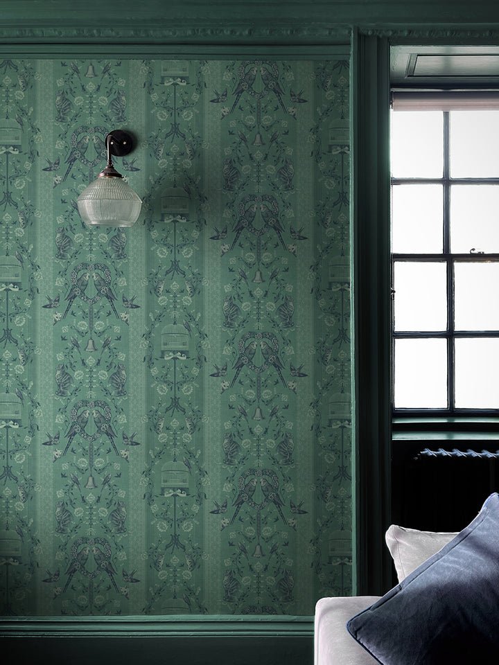 Bye Bye Birdie! Wallpaper - Shamrock - Divine Savages - DVS117-BIRDIE-SHAMR-WR - Premier Wallcovering